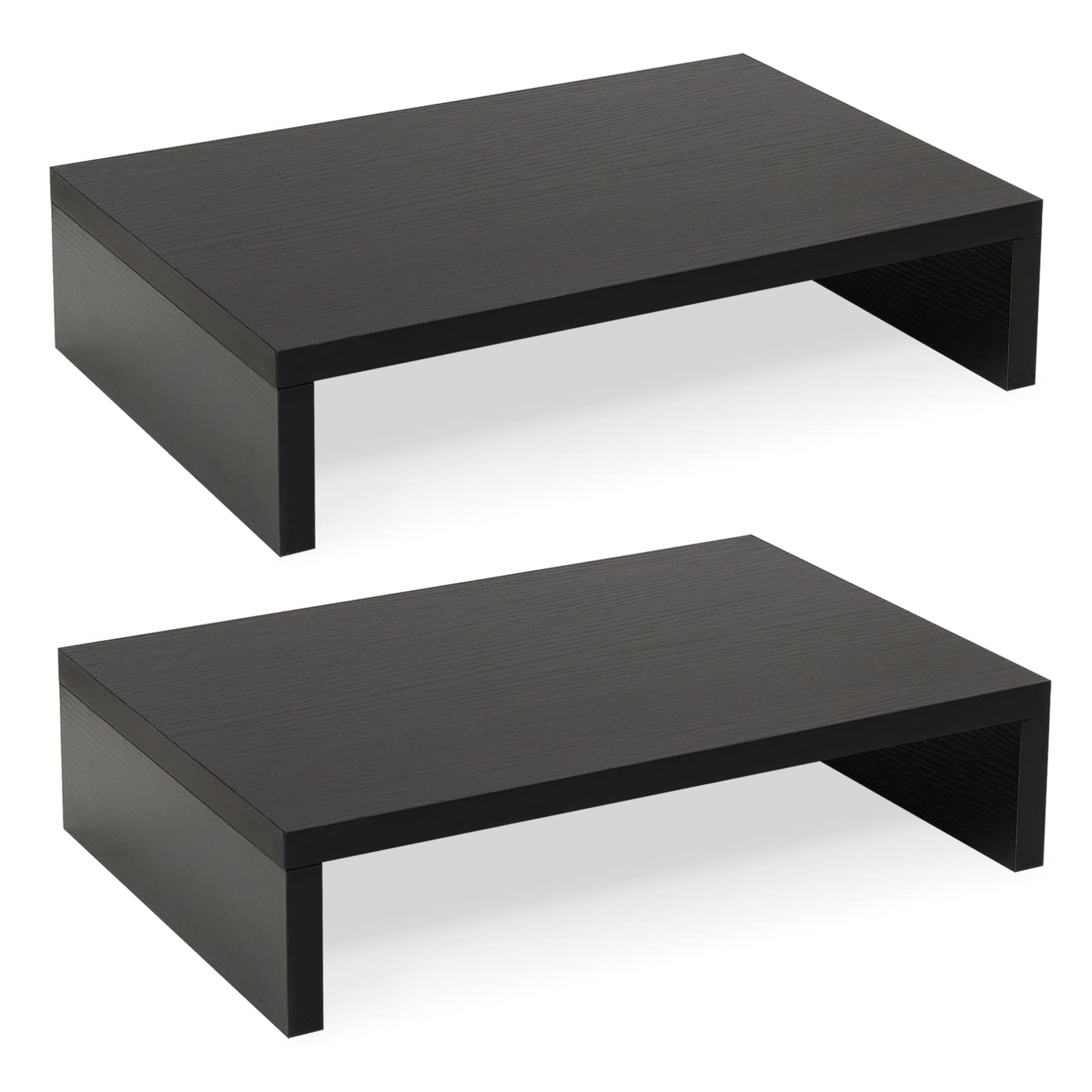Photo 1 of TEAMIX Wood Monitor Stand Riser-2 Pack, 2 Tier Adjustable Monitor Stand Dual Monitor Riser for 2 Monitors/Laptop/PC Black Computer Stand for Desk