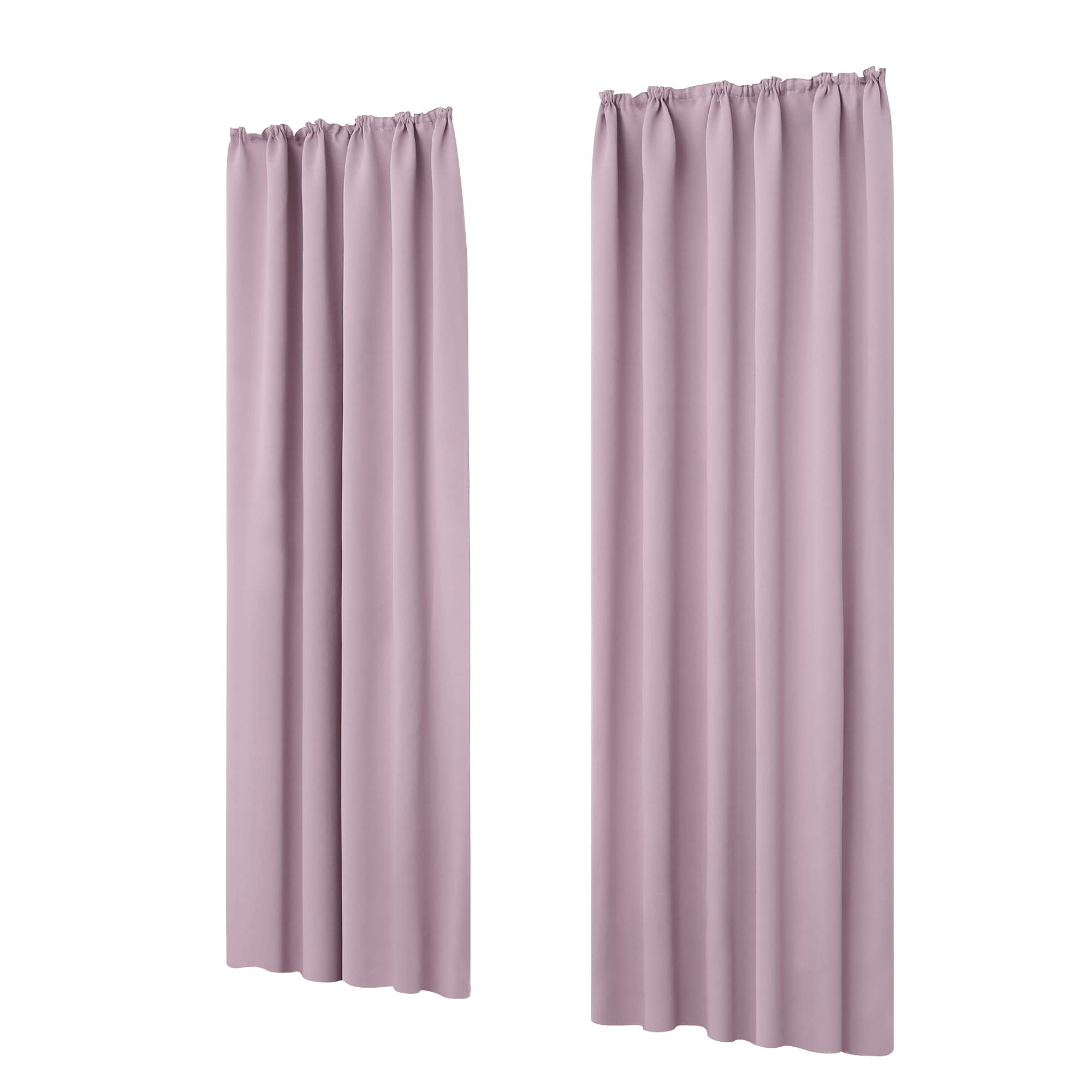 Deconovo Blackout Curtains Thermal Insulated Boys Drapes Pencil Pleat Curtains for Kids Bedroom W55 x L82 Pink Lavender One Pair