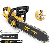 APEXPOWER 14 Inch Brushless Electric Chainsaw Cordless, for Dewalt 20V Battery, Mini Chain Saw w/Auto Oiler, Low Kickback, Battery Powered Chainsaw for Tree Trimming, Storm Clean-Up, Firewood Cutting