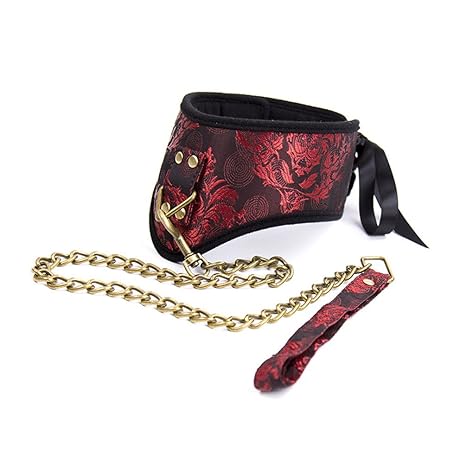 Hanyi Rotes Muster Retro SM Halsband Erotik Fetisch Sex Halsband für Damen