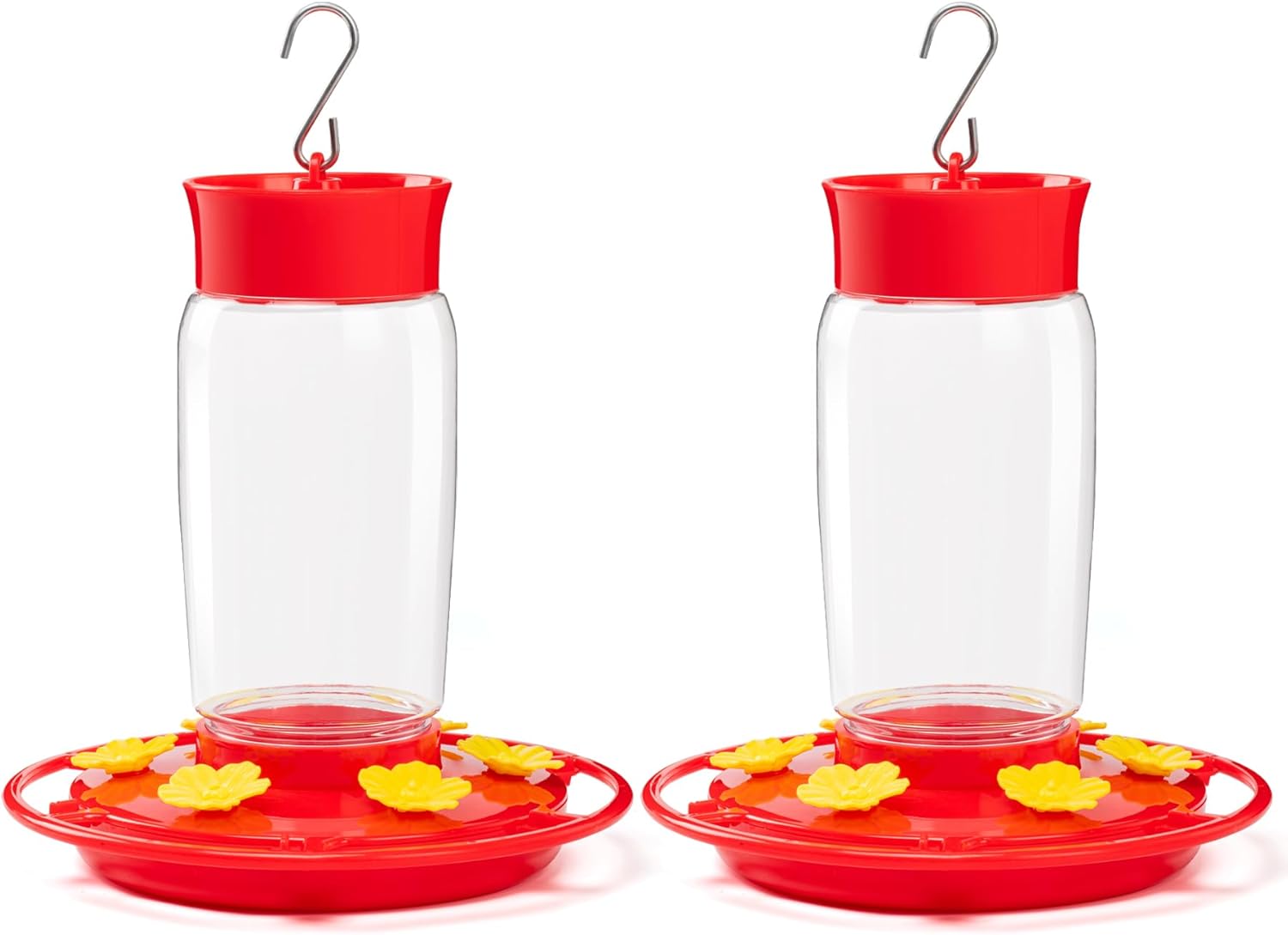 Backyard Birding & Wildlife - Hummingbird Feeder, Hummingbird Feeders for Outdoors Hanging Ant and Bee Proof, 2 Pack Humming Birds Feeders for Outside, Hummingbird Bird Feeder Parts, 6 Feeding Ports, 23 Ounces