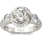 Jeulia Women's Wedding Rings Sterling Silver Promise Eternity Band Princess Cut Cubic Zirconia Wedding Engagement Anniversary Promise Floral Halo Rings Bridal Sets (8.0(U.S))