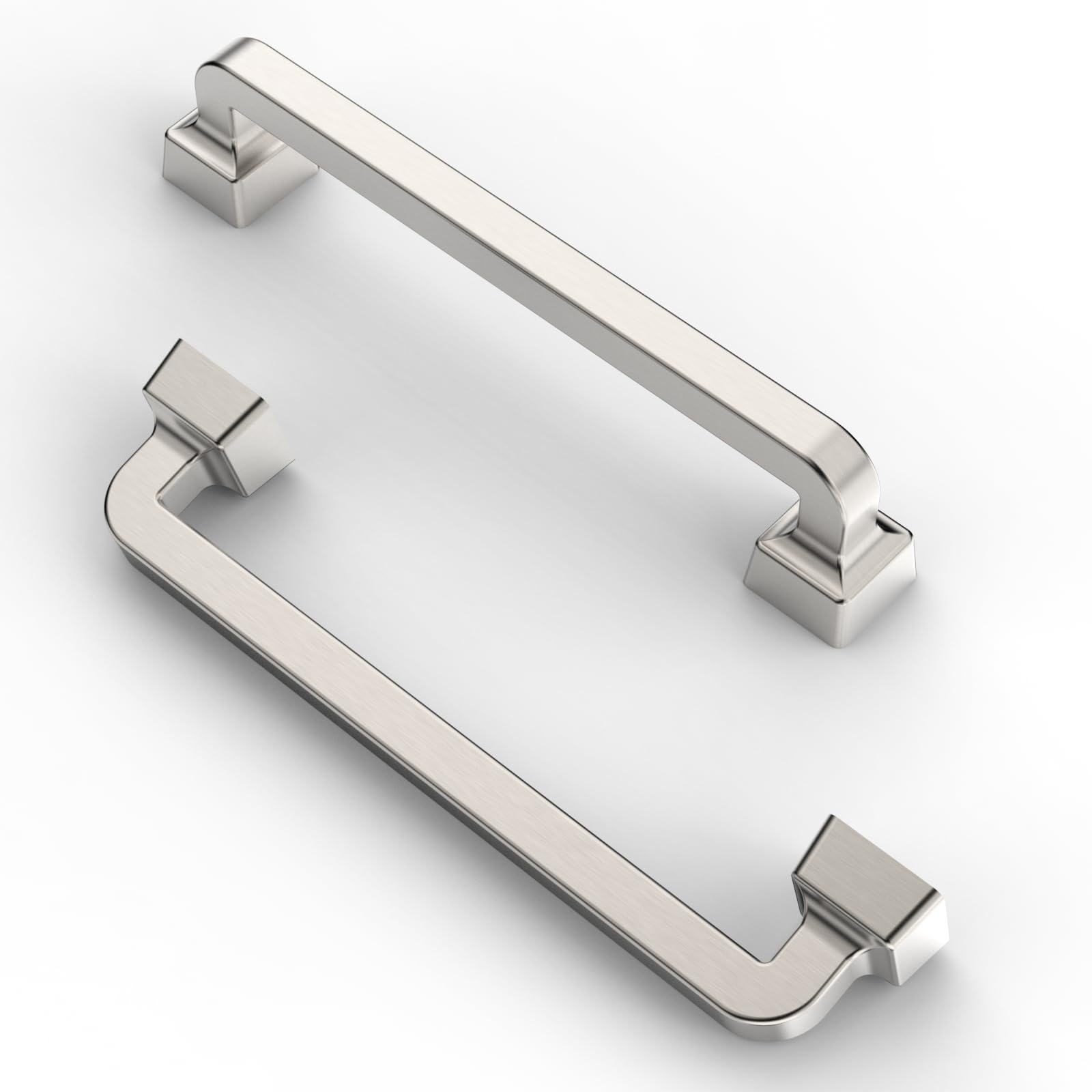 FURNIWARE Pack of 10 Cabinet Handles, Borehole Spacing 128mm, Brushed Satin Nickel, Zinc Alloy, Kitchen & Cupboard Hardware