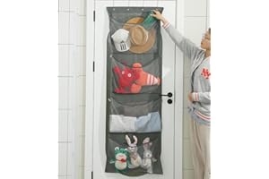 Over The Door Shoe Organizer with 4 Big Pockets - Space Saving Hanging Shoe Storage Rack for Clothing, Toys