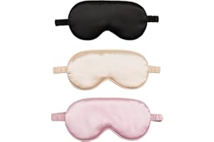 3 Pack 100% Pure Mulberry Silk Eye Mask for Sleeping – Adjustable Sleep Shade with Natural Breathable Comfort for Men & Women
