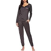 bebe Womens Pajama Set with Pockets - Long Sleeve Shirt and Pajama Pants Pj Set