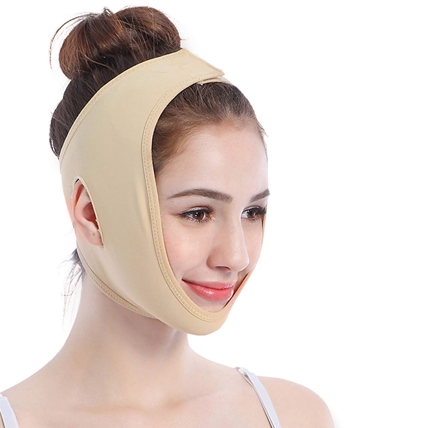 Face Lifting Slimming Belt, Facial Cheek V Shape Lift Up Thin Mask Strap Face Line Smooth Breathable Bandage for Men and Women by ANIBBOW (L)