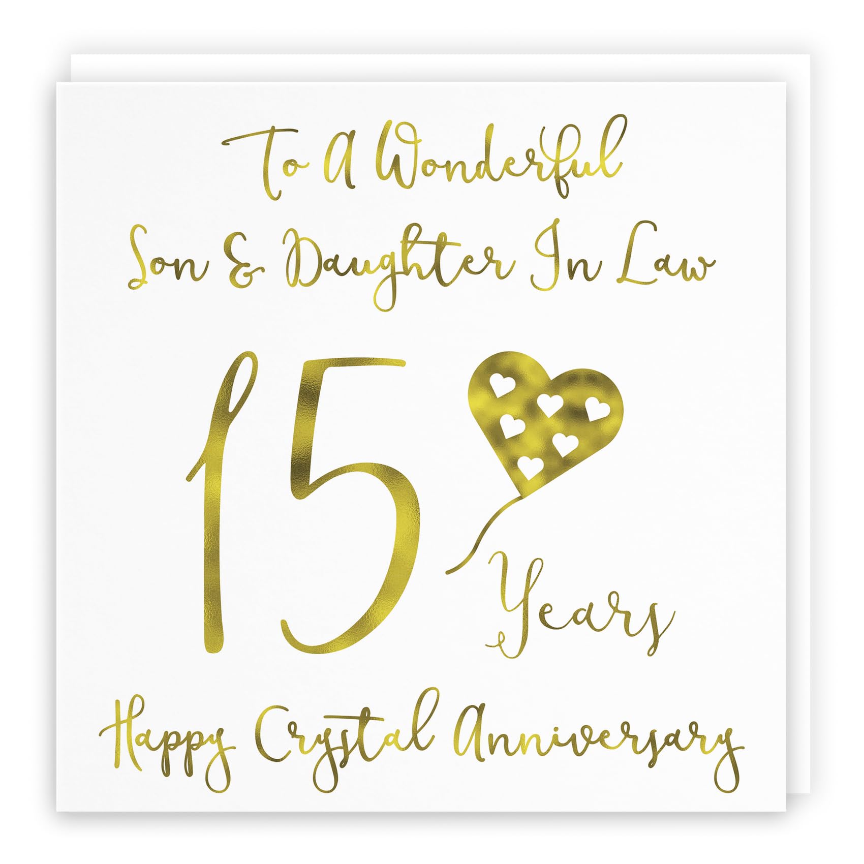 Hunts England - Son And Daughter In Law 15th Anniversary Card - To A Wonderful Son & Daughter In Law - 15 Years - Happy Crystal Anniversary - Milano Collection — image 1