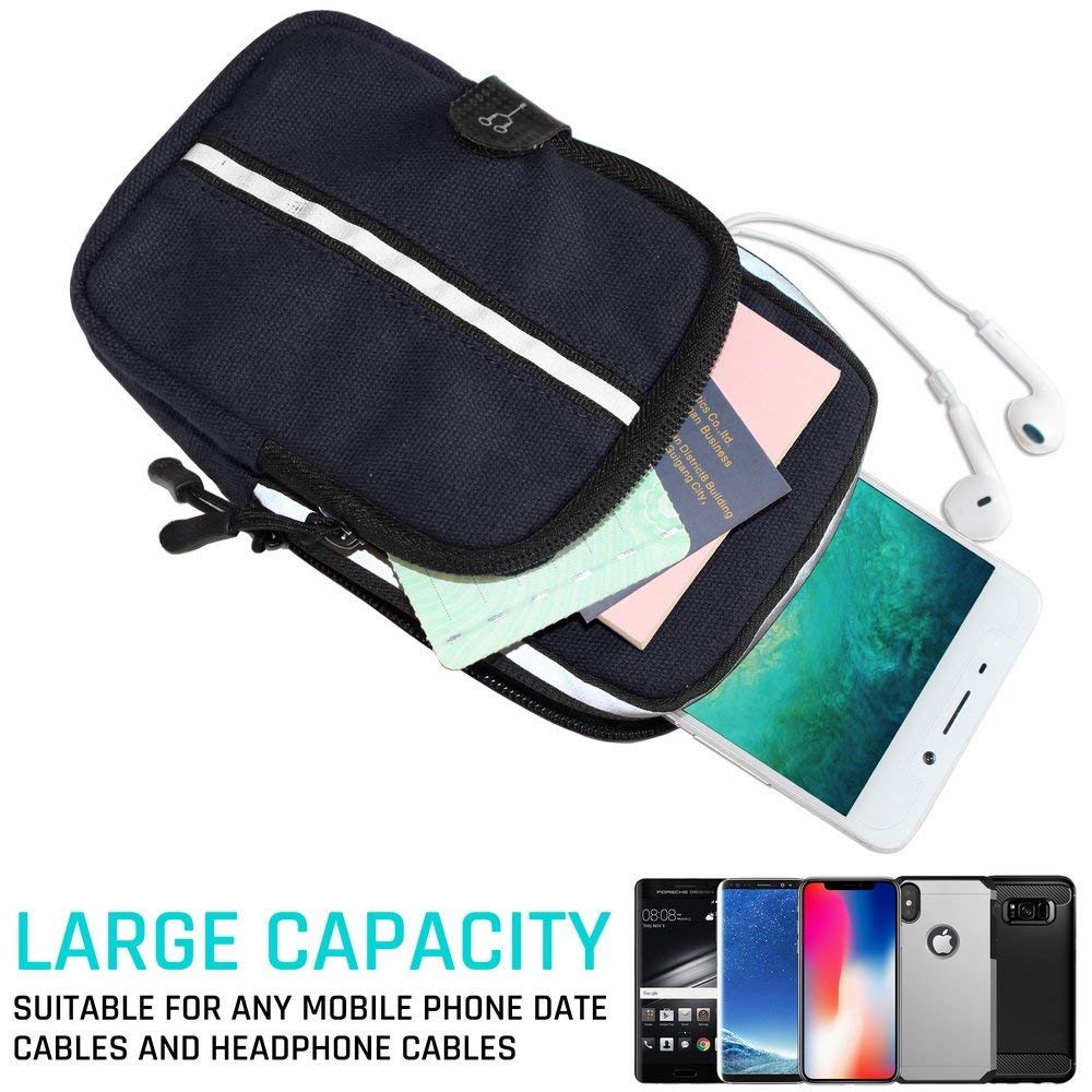 LOVPHONE Sports Armband, Double Pockets Phone Running Armband for iphone X/8/8 Plus/7/7 Plus, Samsung Galaxy Note 8/S8/S8 Plus/S7, Water Resistant (Black, 7.0-12.8inch)