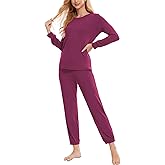 GYS Womens Pajamas Set - Viscose Made from Bamboo, Long Sleeve Sleepwear Tops with Jogger Pants Lounge Pjs Sets