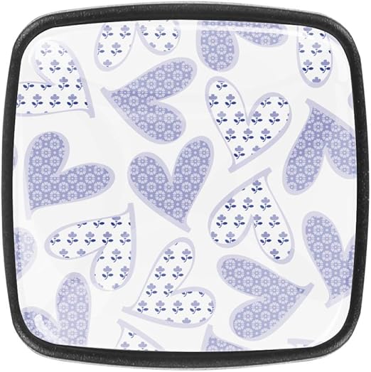 Z&Q Schrankknöpfe Lila handgemalte Liebe Schublade zieht Schwarze