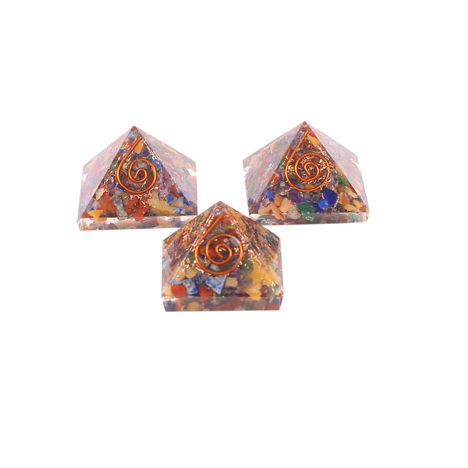 Aatm Energy Generator Multi Stones Orgone Pyramid Set Of 3 (Each Dimension 1 inch)