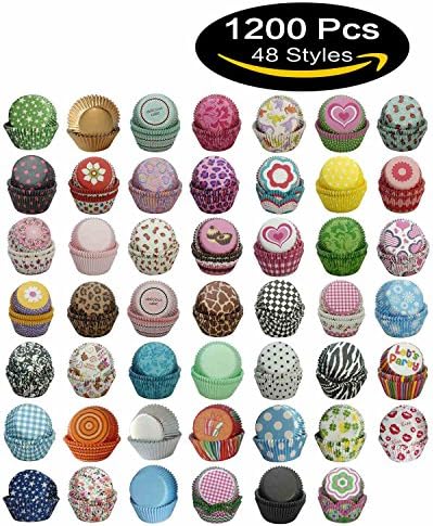 SophieBella 1200 ct mixed 48 Kinds Standard Paper-Baking-Cup Cupcake-Liner Gifts Value Pack