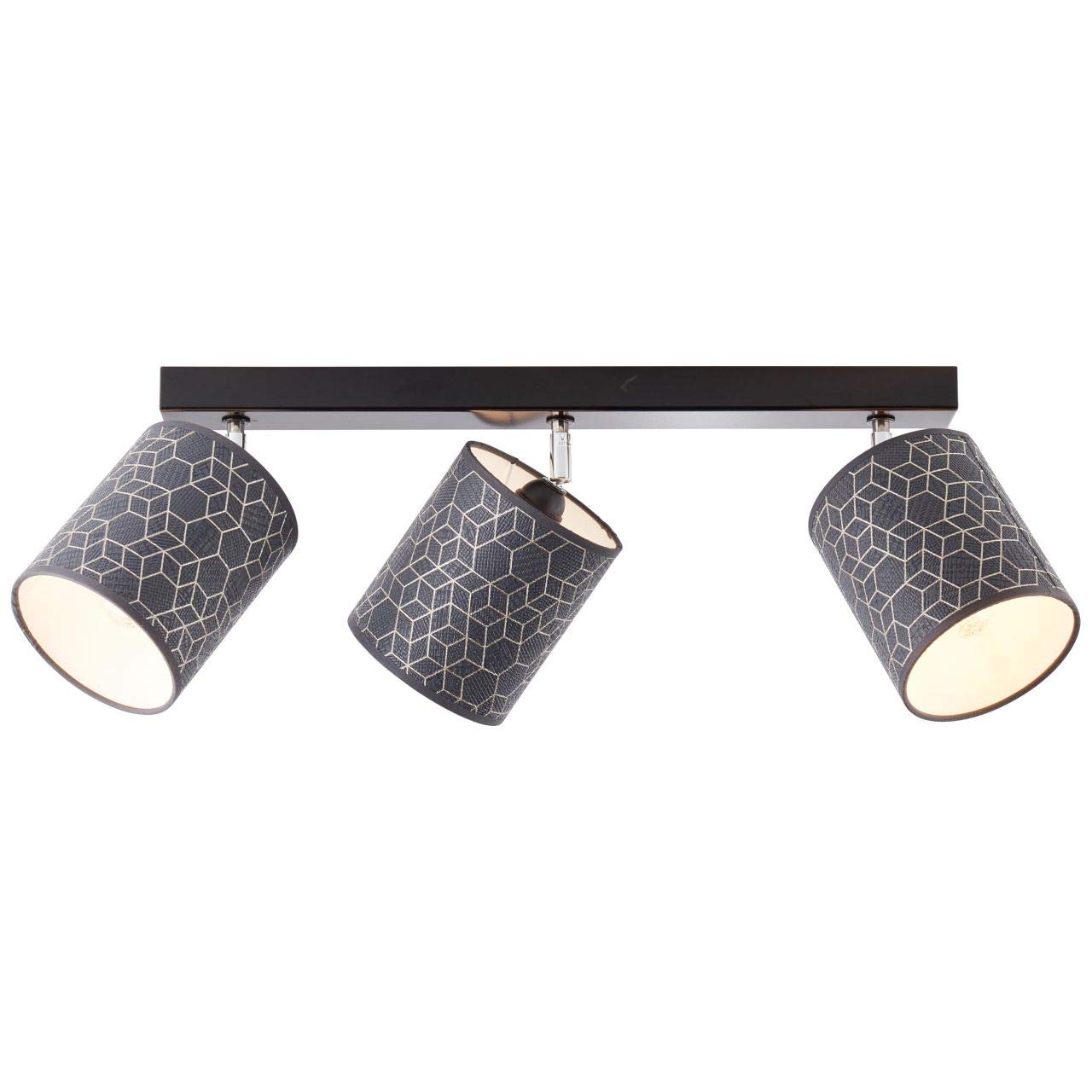 BRILLIANT Galance spotlight bar 3 bulb black interior lights, spotlight, beam | 3x A60, E27, 40 W, suitable for normal lamps (not included) | A++ | elegant structured shade made of real vinyl wallpaper