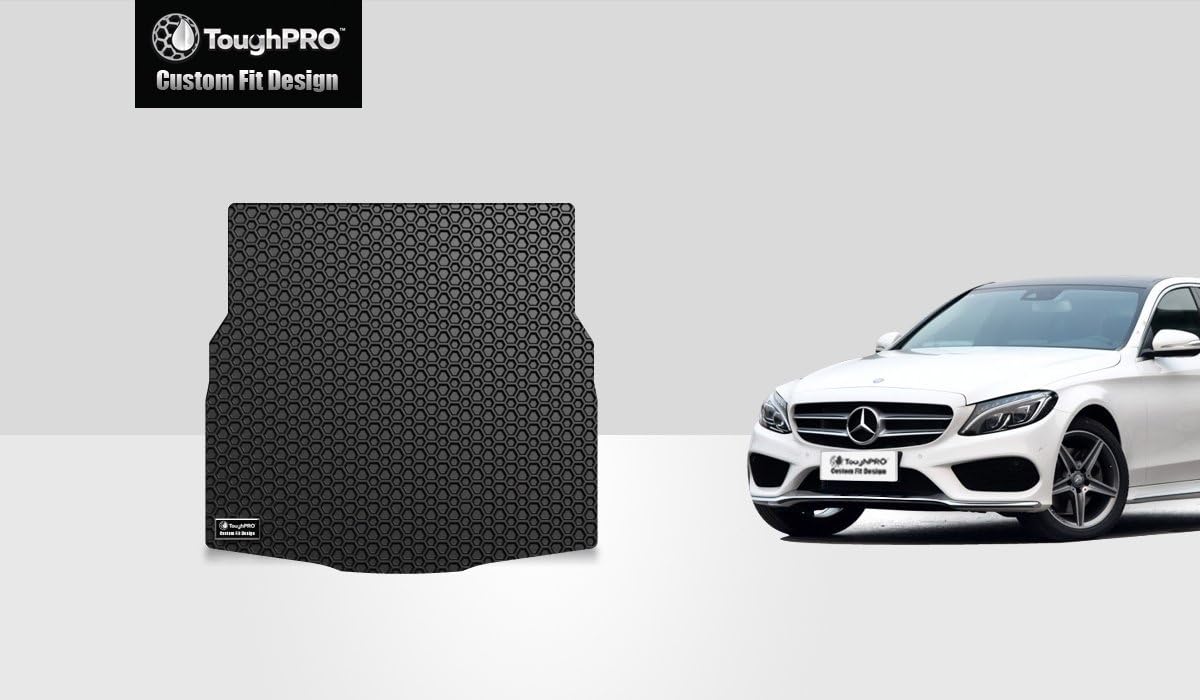 TOUGHPRO Cargo/Trunk Mat Accessories Compatible with Mercedes-Benz C300 (Sedan) - All Weather - Heavy Duty - (Made in USA) - Black Rubber - 2015, 2016, 2017, 2018, 2019, 2020