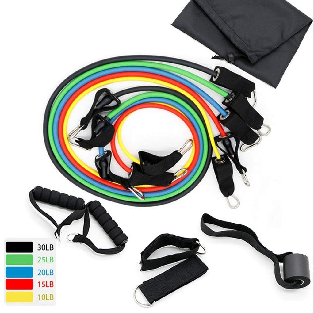 NTS Exercise Bands Motion Resistance Band Suit 11-piece Set, Multifunction Fitness Latex Elastic Rope, With 5 Fitness Tubes/Handle/Ankle Strap/Door Anchor/Carrying Bag