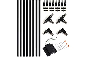 VANoopee 26FT H Track Lighting Rails Black, H Type Track Lighting Kit with Floating Canopy Connector, End Caps, Live End Feeds, I T & L Connectors, Compatible with Single Circuit H Style Track System