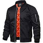 TACVASEN Mens Bomber Jacket Windproof Windbreaker Thermal Quilted Jacket Warm Winter Padded Coats