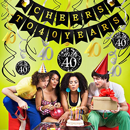 40th-Birthday-Decorations-Kit-Konsait-Cheers-to-40-Years-Banner-Swallowtail-Bunting-Garland-Sparkling-Celebration-40-Hanging-SwirlsPerfect-40-Years-Old-Party-Supplies-40th-Anniversary-Decorations