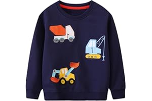 YAGATA Toddler Sweatshirt Boys Long Sleeve Shirts Casual Kids Cotton Graphic Fall Winter Pullover Tee Tops Blouse
