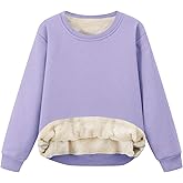 Flygo Unisex Boys Girls Fleece Lined Crewneck Sweatshirt Kids Warm Sherpa Pullover Sweater Sweatshirts Fall Winter Clothes