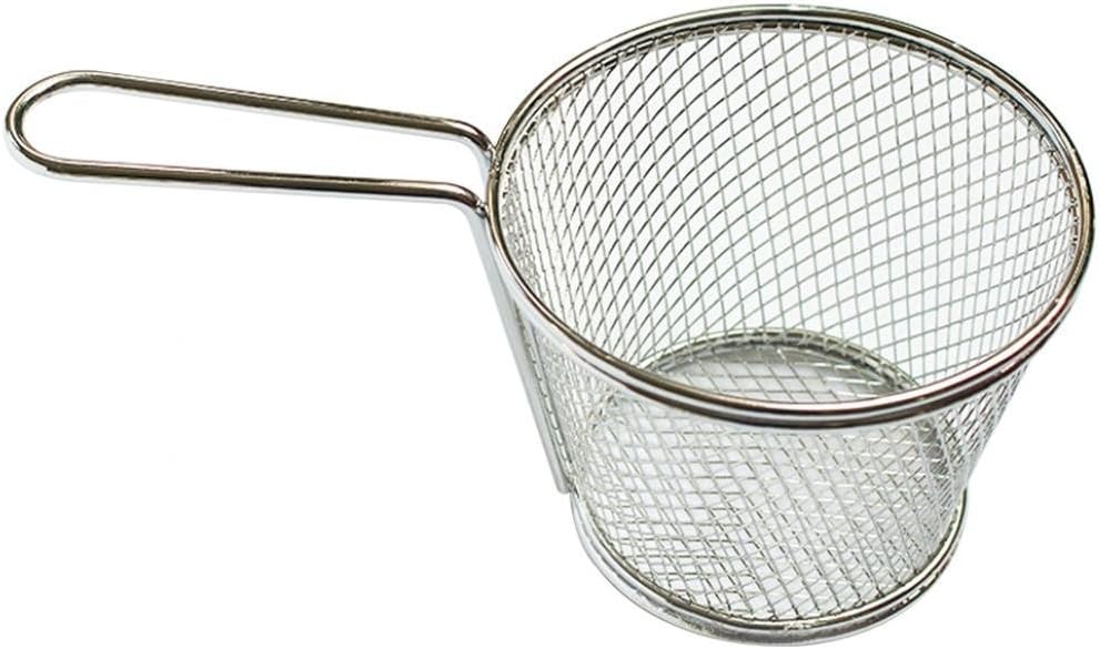 Stainless Steel Deep Fry Basket Round Wire Mesh Fruit Strainer with