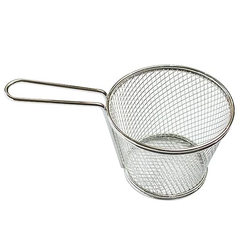 Stainless Steel Deep Fry Basket Round Wire Mesh Fruit Strainer With