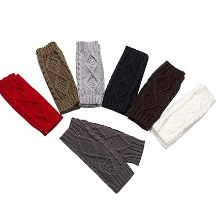 Ymwave 7 Paar Wärmer Gestrickte Fingerlose Handschuhe Armstulpen Winter Kaschmir Puls Handgelenk Arm Pulswärmer für Damen Mäd