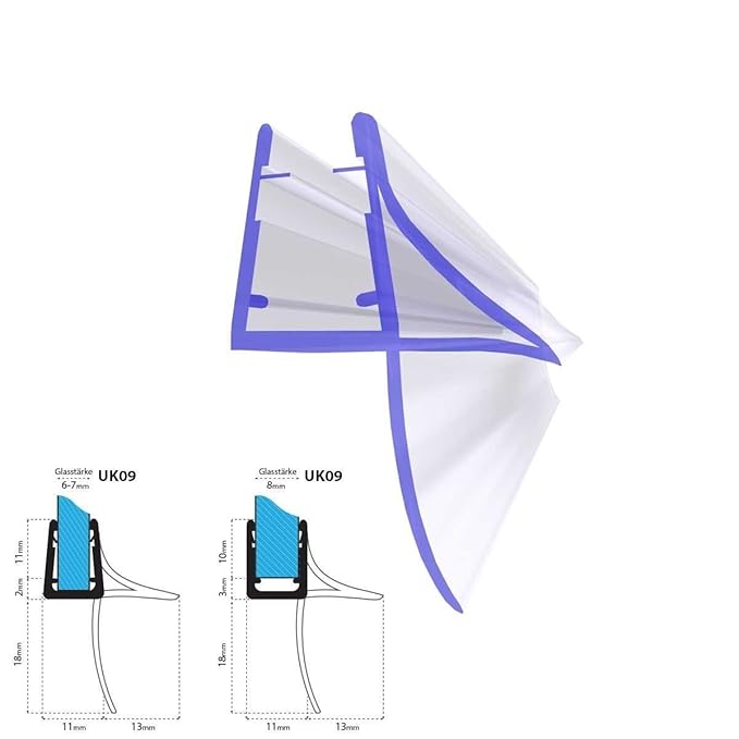 STEIGNER Duschdichtung, 80cm, Glasstärke 6/7/ 8 mm, Gerade PVC Ersatzdichtung für Dusche, UK09