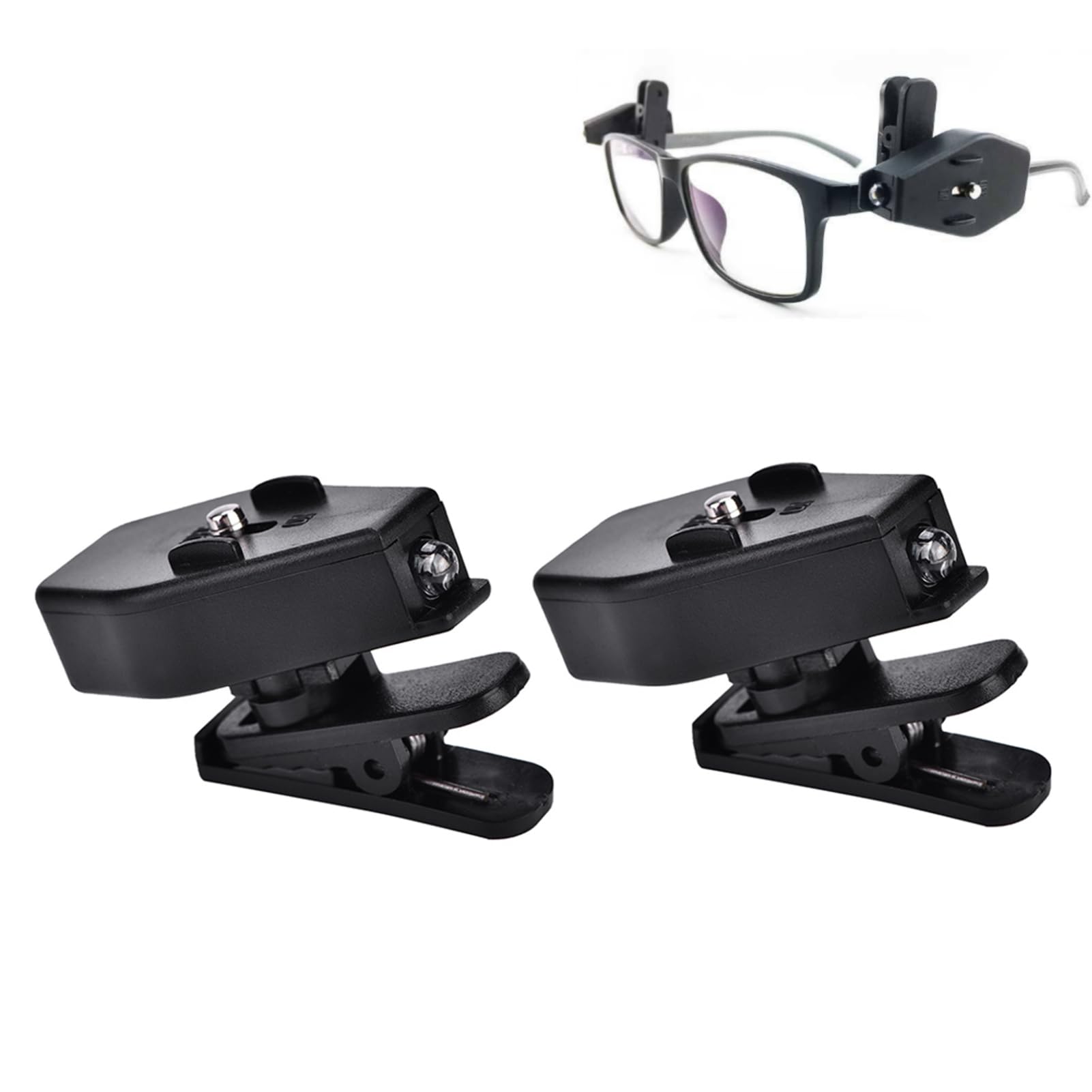 Dioche 2pcs Mini Eyeglass Light, Clip on LED Light for Glasses, Reading Glasses Clip LED Light, for Camping Reader Fishing Appliance Maintenance