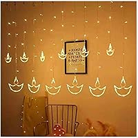 DesiDiya® Warm White Diya/Diwali Light Curtain, String Lights with 12 Hanging Diyas, 8 Flashing Modes, Decoration…