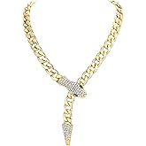Flyonce Halloween Snake Necklace for Women, Adjustable Link Chain Gothic Style Costume Statement Serpent Snakes Choker Collar Necklaces Punk Rock Vintage Animal Jewelry for Cosplay Party