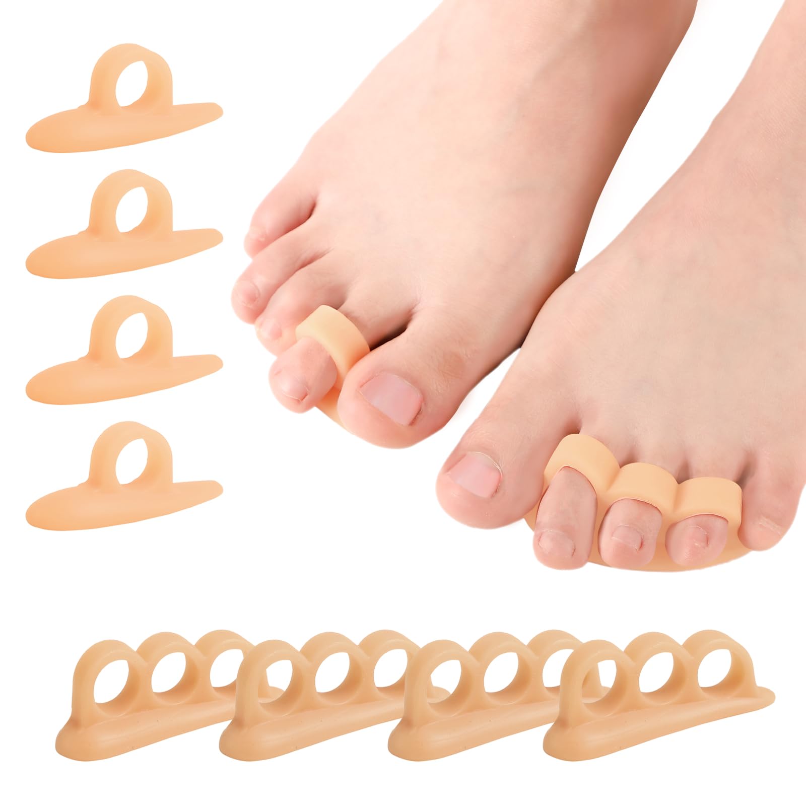 Welnove Hammertoe Corrector Gel Toe Straighteners 8 Pcs Toe Support Pads Cushion - Realign Bent, Crooked, Curled, Claw, Hammer Toes - Firm Support