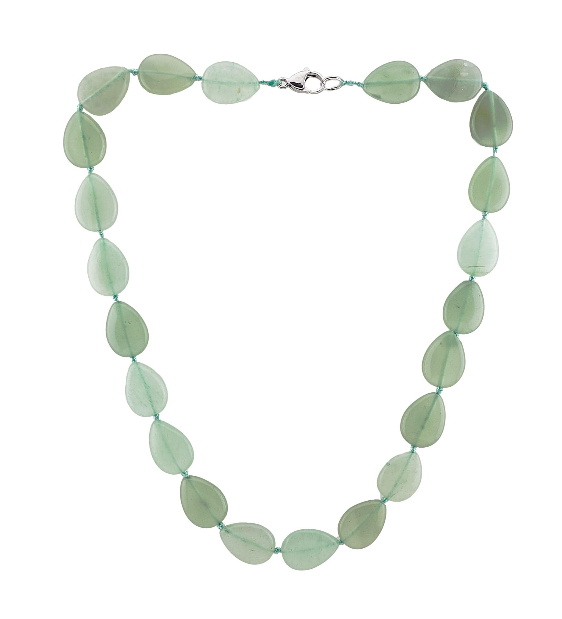 Treasure Bay Women's Gemstone Necklace - Handmade 12x18mm Teardrop Shape Natural gemstone Beaded necklace for Women Ladies and Girls (Green Aventurine)