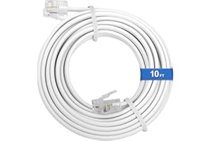 Uvital Phone Extension Line, 10 FT White Telephone Extension Line Cord Cable Wire,RJ11 6P4C Phone Cord for Landline/Fax Machine/Home/Office