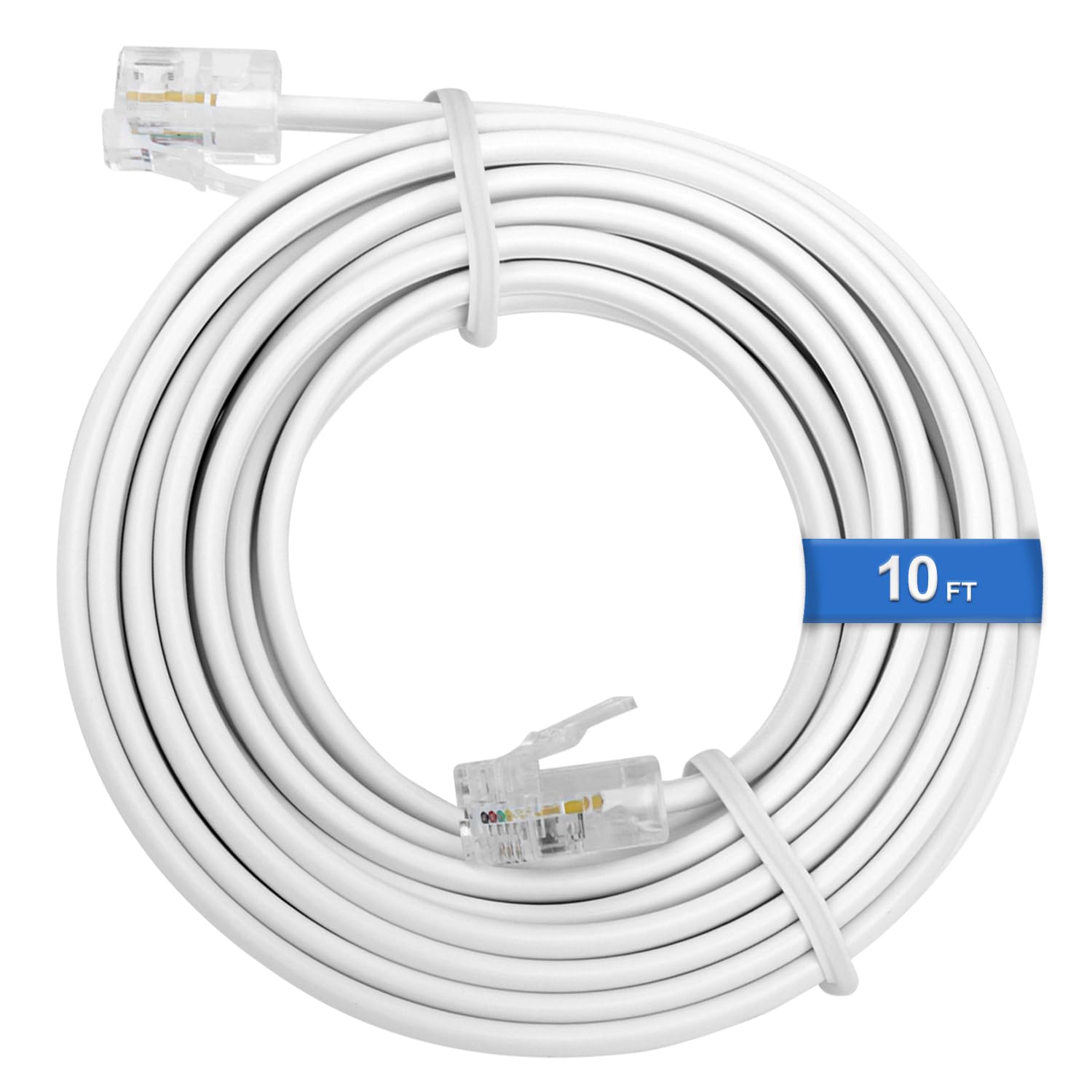 Photo 1 of Uvital Phone Extension Line, 10 FT White Telephone Extension Line Cord Cable Wire,RJ11 6P4C Phone Cord for Landline/Fax Machine/Home/Office