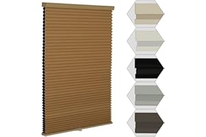 MYshade Cordless Blackout Window Blinds & Shades Pull Down Room Darkening Window Shades Light Blocking Honeycomb Cellular Shades for Indoor Windows Easy to Install 24 inch Wide, H64 Light Brown Blinds