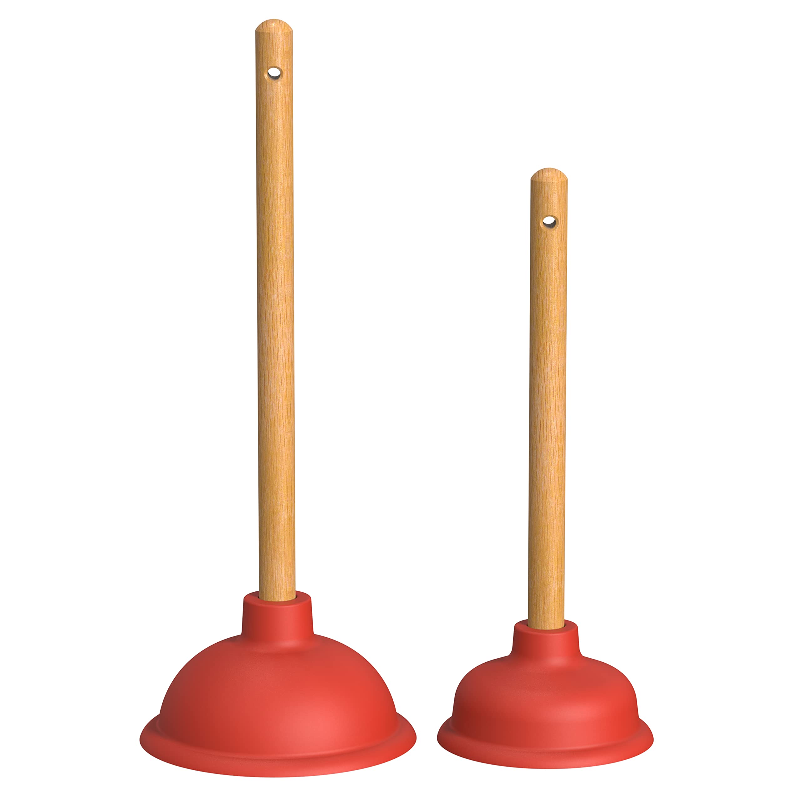 Nirox Set of 2 Sink Plungers - Drain Plunger with 110 & 140 mm diameter - Toilet Pump Unblocker incl. wooden handles - Chemical-free Plumbers Plunger - Powerful Plumbing Plunger