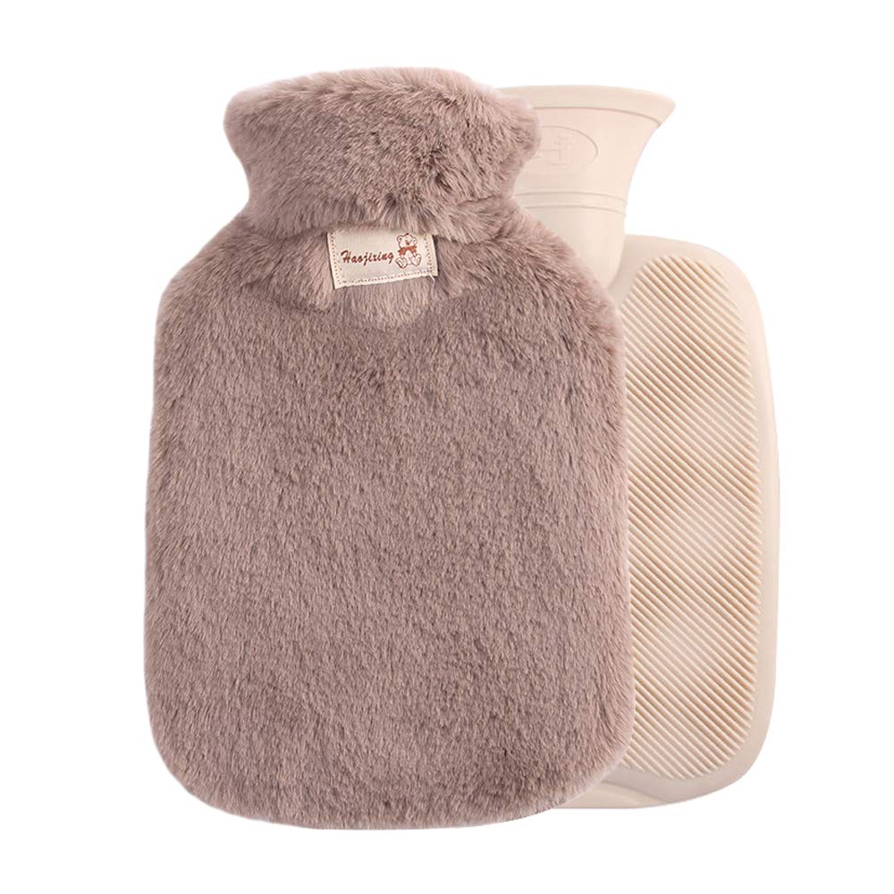 Aidier Hot Water Bottle with Fleece Cover 1 L Winter Rubber Hot Water Bag for Relief, Neck and Shoulders, Feet Warmer, Menstrual Cramps