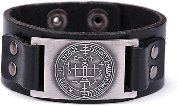 Amazon ソロモンの小さな鍵のsigil Archangel Gabrielメンズのレザーブレスレットamuletカフリストバンドバングル ブレスレット 通販