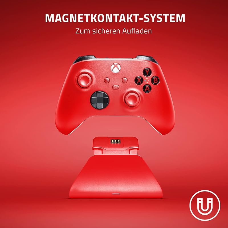 Universelle Schnellladestation - Schnellladegerät für Xbox-Controller (Universelle Kompatibilität, Magnetkontaktsystem, Passend zu jedem Xbox-Controller) Pulse Red