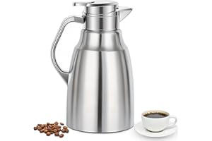 Olyzer Thermal Coffee Carafe 61oz/ 1.8L-Stainless Steel Hot Water Dispenser, Double Wall Coffee Carafe Insulated with Handle,