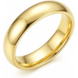 WYUESGU 14K Gold Rings for Men Women, 3MM/5MM/7MM Width Wedding Band Ring | Size 4-16, High Polished Comfort Fit Ring, Simple
