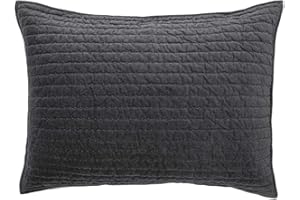 ELEGANT LIFE HOME Bed Pillow Sham Royal Cotton Velvet Pic-Stitch Standard Pillow Sham - 20'' x 26'', Grey, 1 Piece