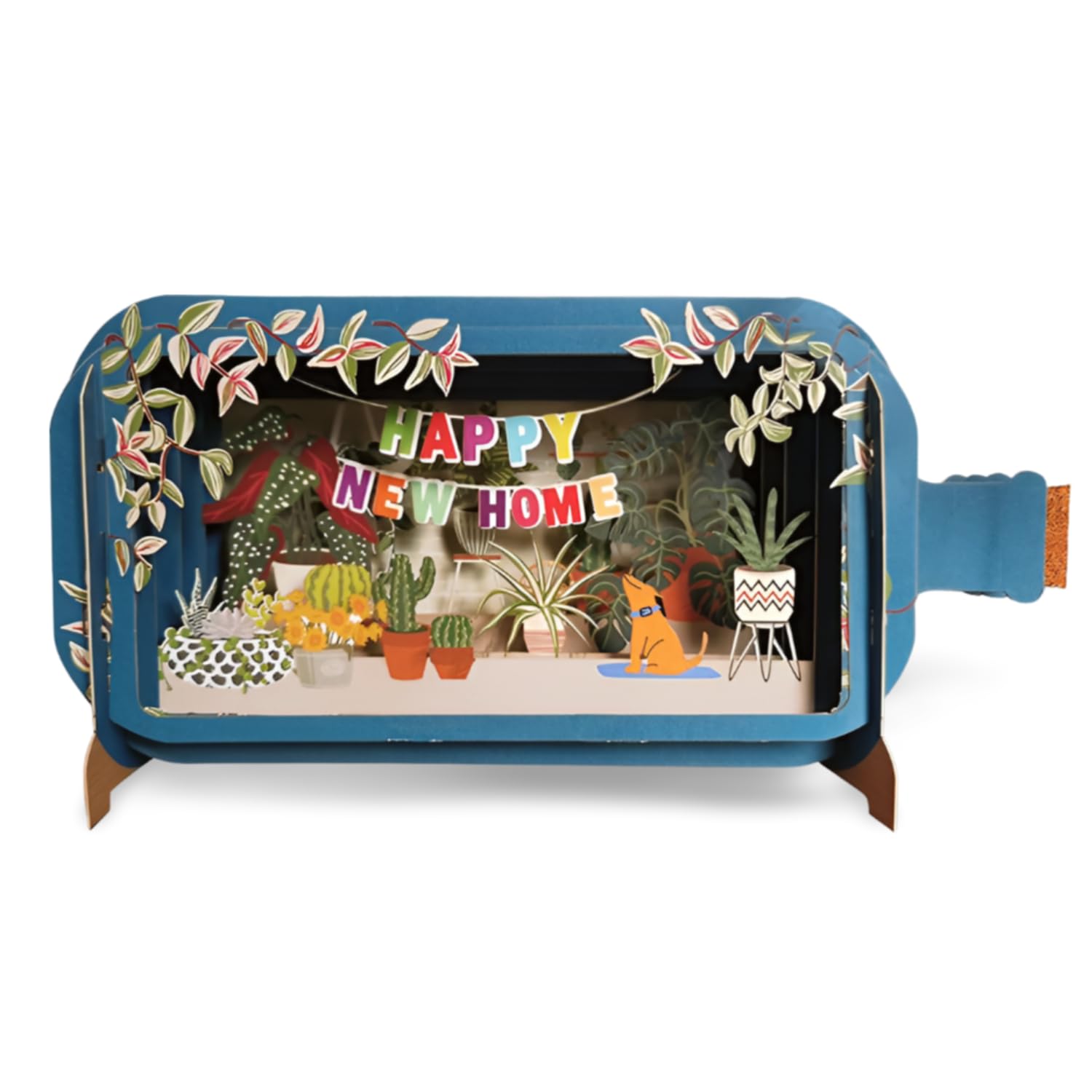 Message in A Bottle Happy New Home Botanical Greeting Card by Alljoy Cards MIB202