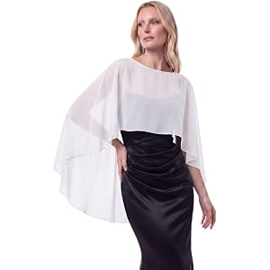 Glitopper Capelets for women Chiffon Cape Shawls and Wraps Pullover High Low Hem for Women for Wedding Guests Evening Dress