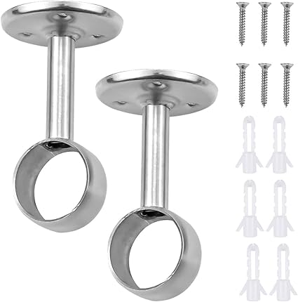hqdeal set de 2 soporte para cortinas adjustable soporte barra armario con 6 empulgueras y 6 tubos de expansion para barra de cortina de ducha de