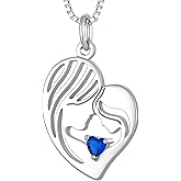 YL Mother Necklace for Women 925 Sterling Silver Mum Heart Pendant Birthstone Jewelry for Mom