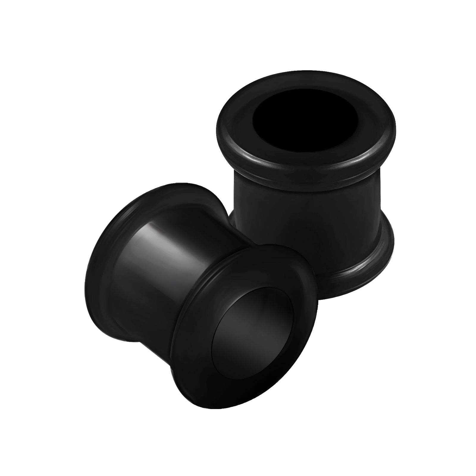 KJM FASHION 2PCS Silicone Black 0g 8mm Double Flared Saddle Earring Stretcher Ear Tunnel Gauge Plug Earring Lobe Piercing Jewellery 2603