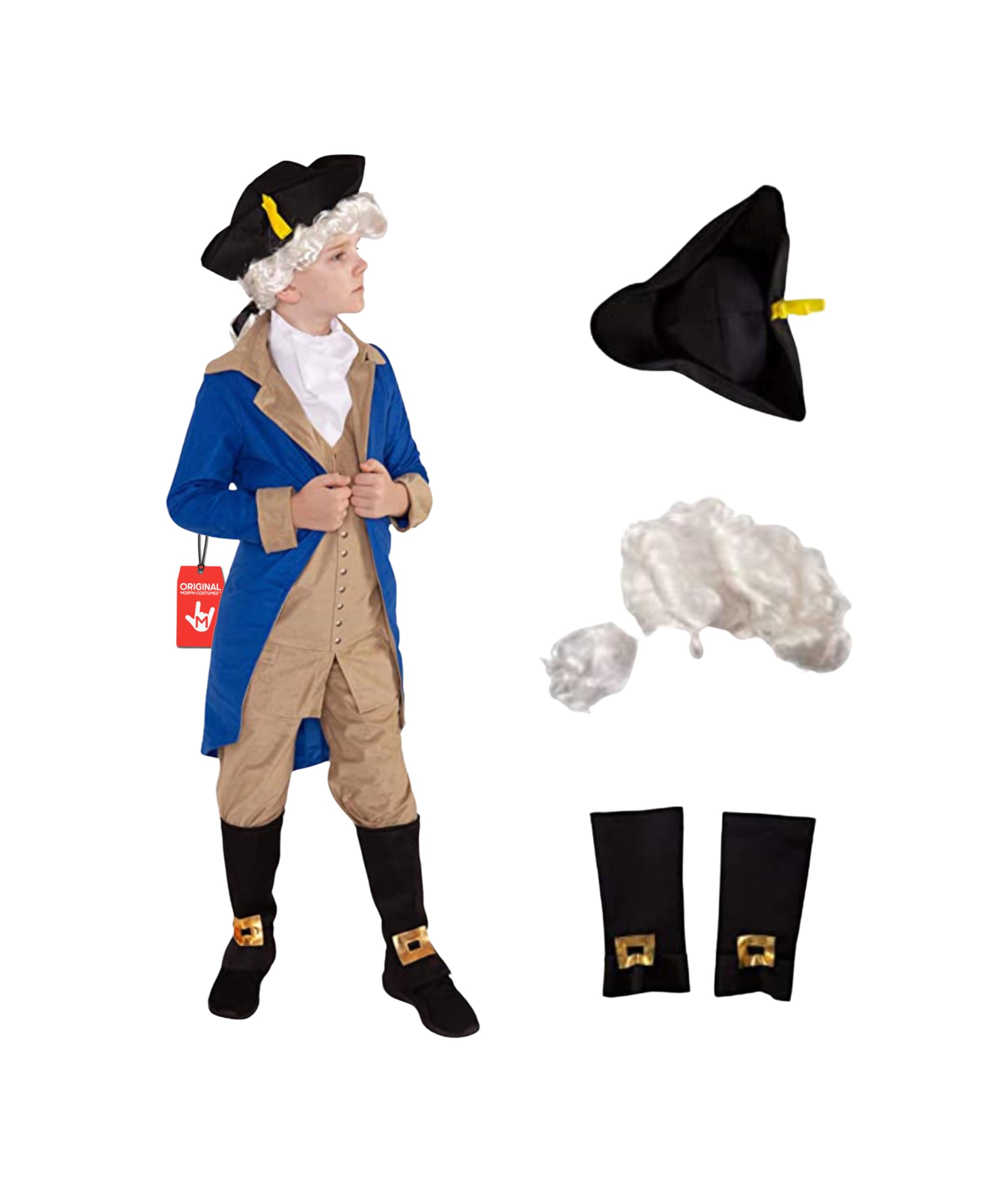 Morph George Washington Costume for Kids - President George Dress Up for World Book Day - Boys' Costume, Medium